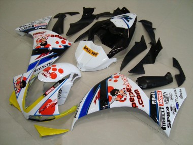 Affordable 2009-2011 White Black Pepe Phone Yamaha YZF R1 Motorcycle Fairing Kits