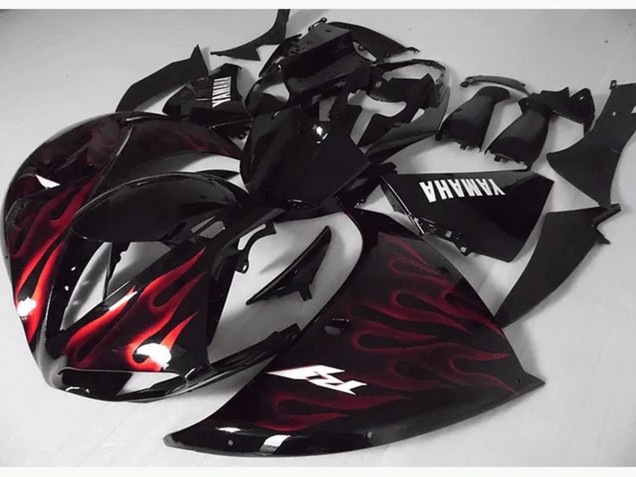 Affordable 2009-2011 Red Black Flame Yamaha YZF R1 Bike Fairings