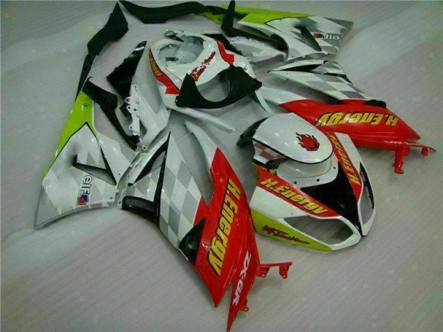 Affordable 2009-2012 White Red H. Energy Kawasaki ZX6R Motorcycle Fairings Kit