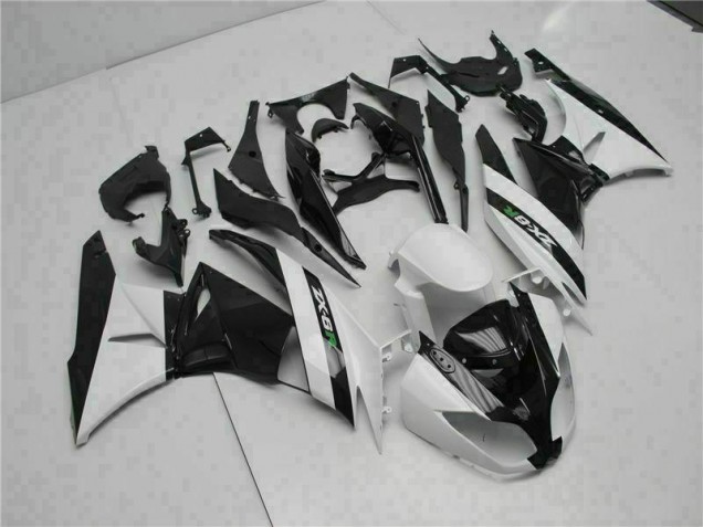 Affordable 2009-2012 Black White Kawasaki ZX6R Motorcycle Fairings