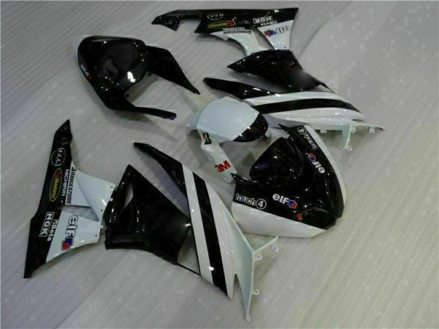 Affordable 2009-2012 Black White 3M Touch4 Kawasaki ZX6R Motorcycle Fairing Kits