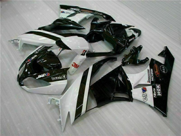 Affordable 2009-2012 Black White 3M Touch4 Kawasaki ZX6R Bike Fairings