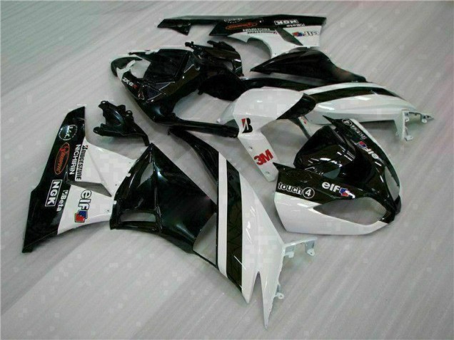 Affordable 2009-2012 Black White 3M Touch4 Kawasaki ZX6R Bike Fairings