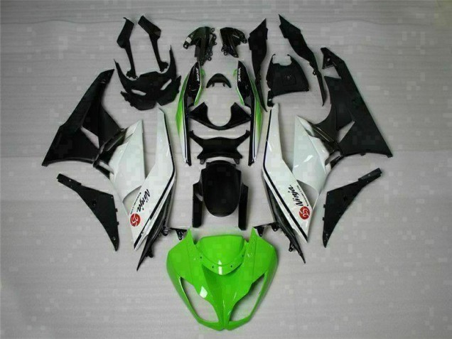 Affordable 2009-2012 Green Black White 25 Kawasaki ZX6R Bike Fairings