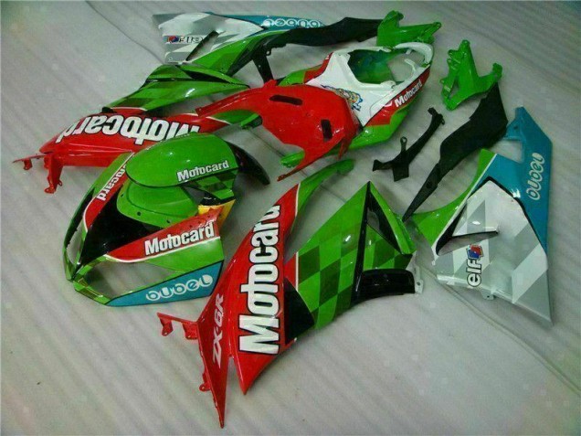 Affordable 2009-2012 Red Green Motocard Kawasaki ZX6R Replacement Motorcycle Fairings