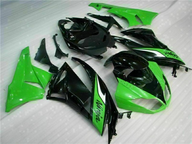 Affordable 2009-2012 Black Green Kawasaki ZX6R Bike Fairing Kit