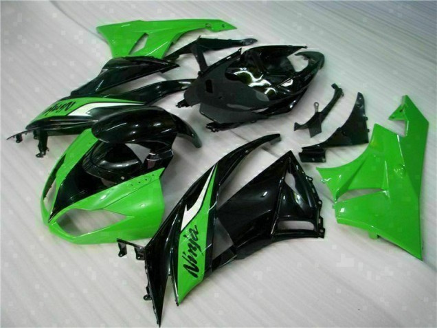 Affordable 2009-2012 Black Green Kawasaki ZX6R Bike Fairing Kit