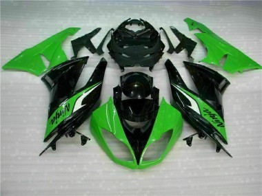 Affordable 2009-2012 Black Green Kawasaki ZX6R Bike Fairing Kit