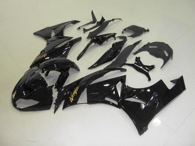 Affordable 2009-2012 Black with Gold Sticker Kawasaki ZX6R Motorbike Fairing