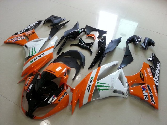 Affordable 2009-2012 Orange Monster Kawasaki ZX6R Motorcycle Replacement Fairings