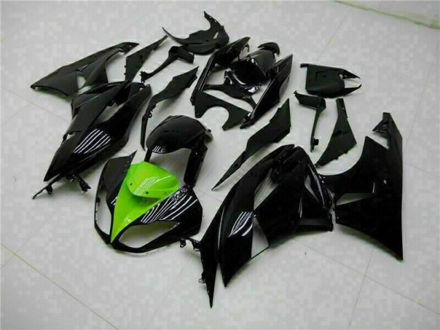 Affordable 2009-2012 Black Green Kawasaki ZX6R Moto Fairings