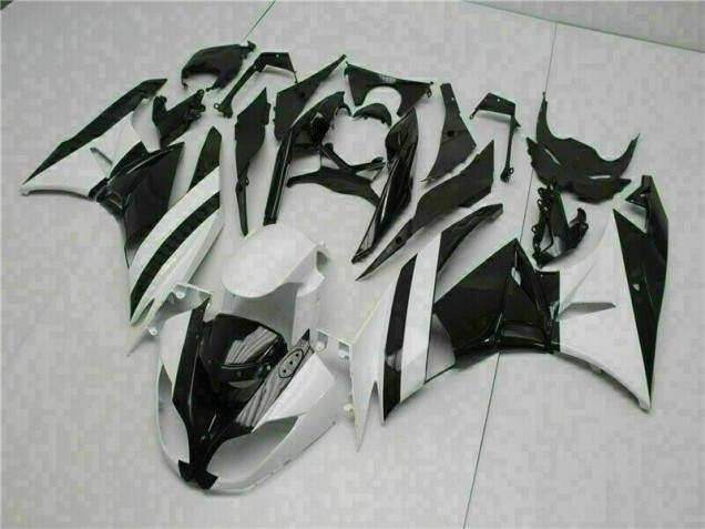 Affordable 2009-2012 White Black Kawasaki ZX6R Motorcycle Replacement Fairings