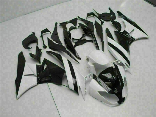 Affordable 2009-2012 White Black Kawasaki ZX6R Motorcycle Replacement Fairings