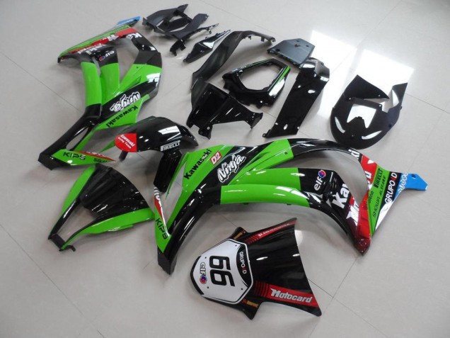 Affordable 2011-2015 Green Black with Number 66 Kawasaki ZX10R Motorcyle Fairings