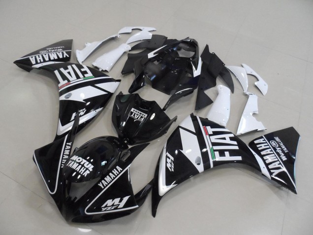 Affordable 2012-2014 Black White Fiat Yamaha YZF R1 Motorbike Fairings