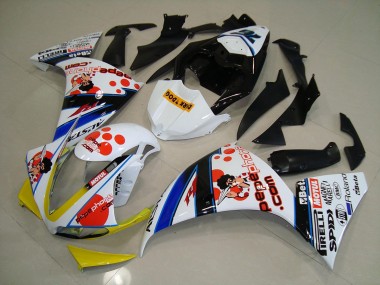 Affordable 2012-2014 White Black Pepe Phone Yamaha YZF R1 Motorcycle Fairings Kit