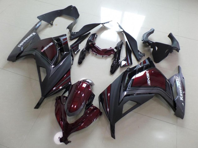 Affordable 2013-2016 Dark Red and Grey Kawasaki ZX300R Motorcycle Fairings