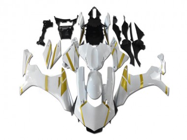 Affordable 2015-2019 White Gold Yamaha YZF R1 Motorbike Fairing Kits