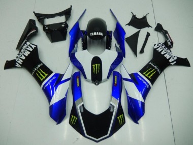 Affordable 2015-2019 Black Blue Monster Yamaha YZF R1 Moto Fairings