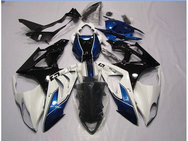 Affordable 2009-2014 White Blue BMW S1000RR Replacement Fairings