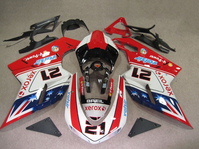 Affordable 2007-2014 Red White Breil Xerox 21 Ducati 1098 Motorbike Fairings