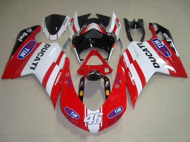 Affordable 2007-2014 Red White Tim 46 Ducati 1098 Motorcycle Fairing Kit