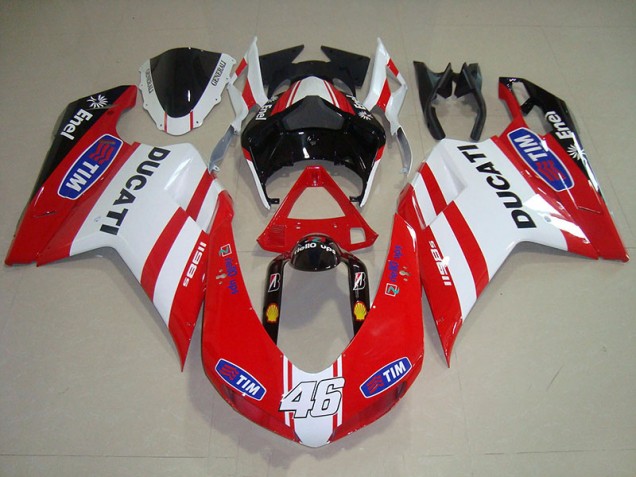 Affordable 2007-2014 Red White Tim 46 Ducati 1098 Motorcycle Fairing Kit