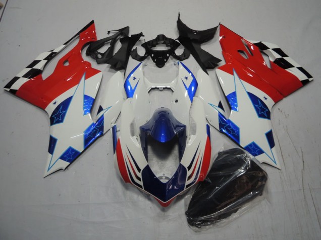 Affordable 2011-2014 White Blue Red Ducati 1199 Bike Fairing