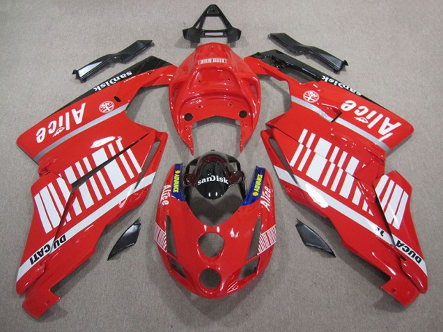 Affordable 2005-2006 Red White Alice Sandisk Ducati 749 Moto Fairings