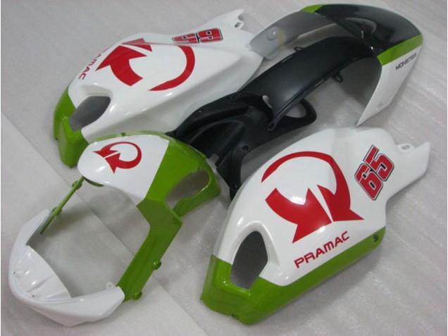 Affordable 2008-2012 White Red PRAMAC 65 Ducati Monster 696 Motorcylce Fairings