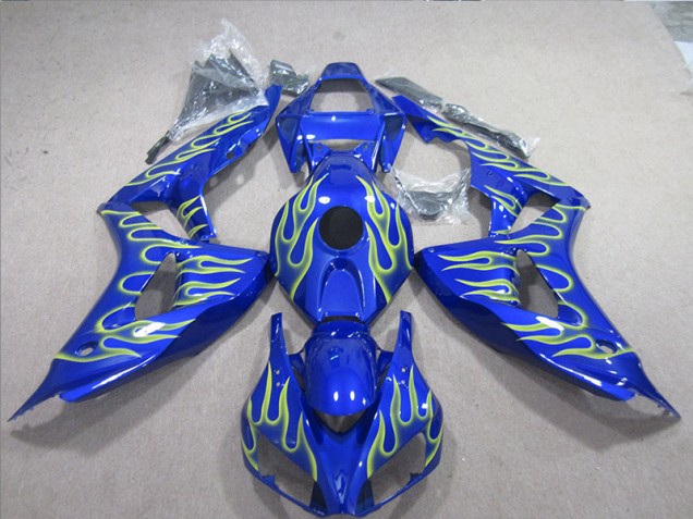 Affordable 2006-2007 Blue Green Flame Honda CBR1000RR Motorcycle Fairings