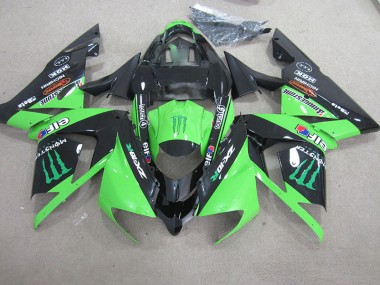 Affordable 2003-2005 Black Green Monster Kawasaki ZX10R Motorcycle Fairing Kits