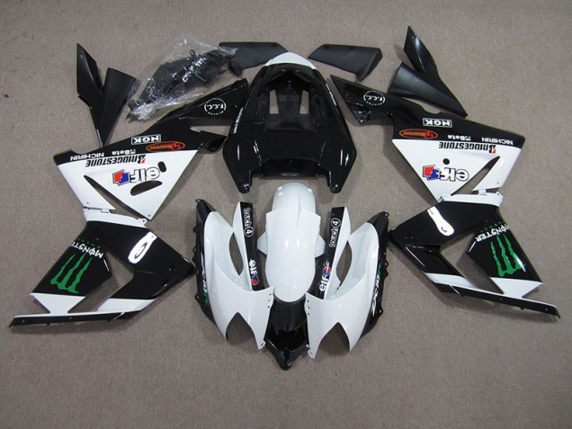 Affordable 2003-2005 Black White Monster Kawasaki ZX10R Motorbike Fairing