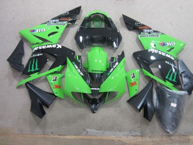 Affordable 2003-2005 Black Green 3M Monster Kawasaki ZX10R Replacement Motorcycle Fairings