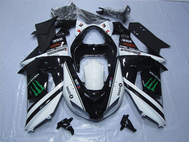 Affordable 2006-2007 Black White Touch4 Monster Kawasaki ZX10R Motor Fairings