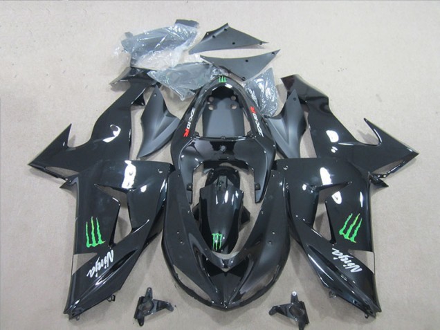 Affordable 2006-2007 Black Green Monster Ninja Kawasaki ZX10R Motorcycle Fairings Kit