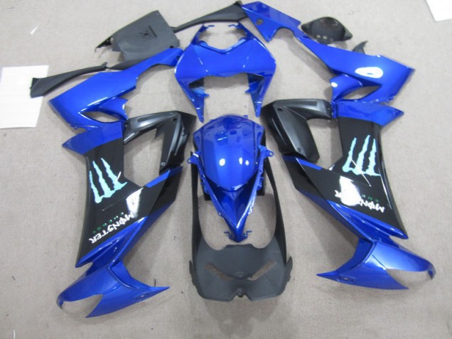 Affordable 2008-2010 Black Blue Monster Kawasaki ZX10R Bike Fairing