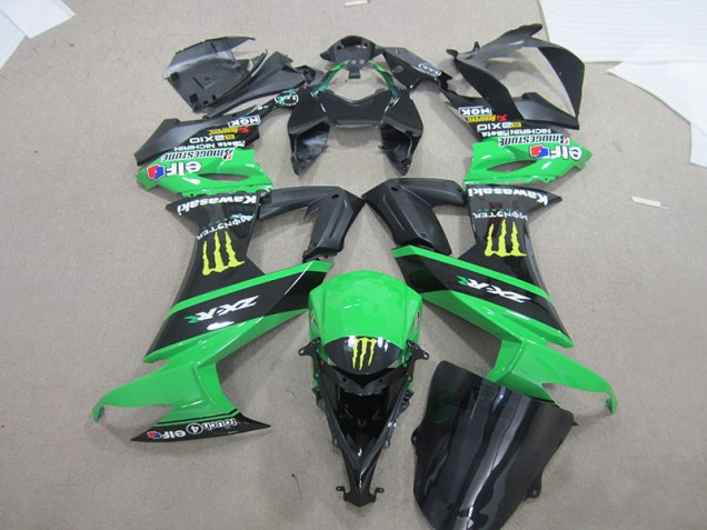 Affordable 2008-2010 Black Green Monster Kawasaki ZX10R Bike Fairing Kit