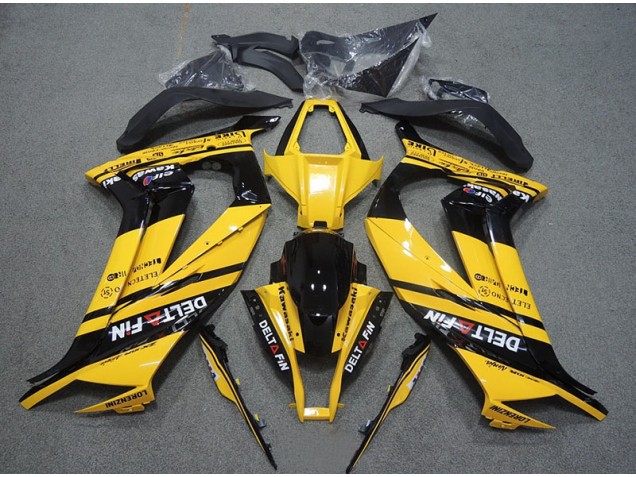 Affordable 2011-2015 Yellow Black Delt Fin Kawasaki ZX10R Motorcycle Bodywork