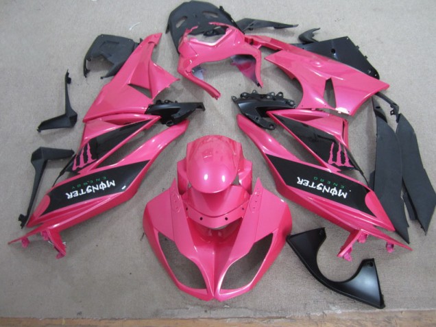 Affordable 2009-2012 Pink Black Monster Kawasaki ZX6R Motor Fairings