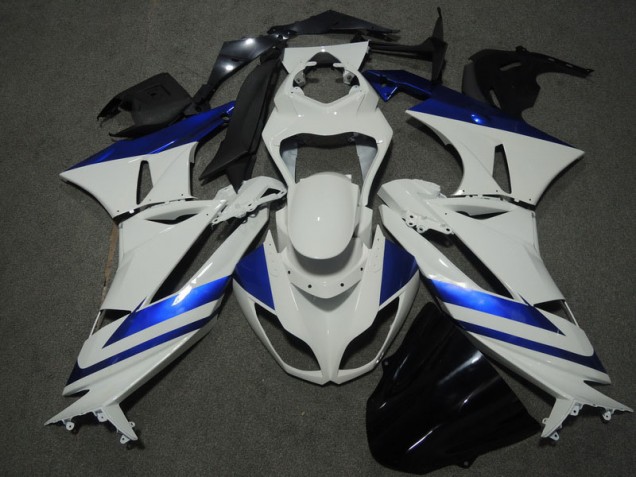 Affordable 2009-2012 White Blue Kawasaki ZX6R Motorbike Fairings