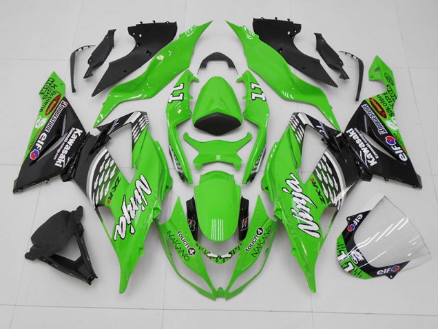 Affordable 2013-2018 Green Black 11 Kawasaki ZX6R Bike Fairing