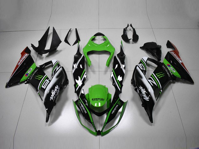 Affordable 2013-2018 Green Black White Kawasaki ZX6R Motorcycle Bodywork