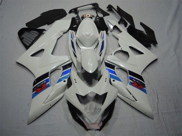 Affordable 2005-2006 White Blue Suzuki GSXR1000 Motorcycle Fairing Kits