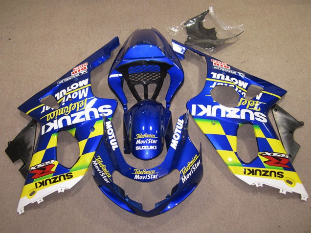 Affordable 2000-2002 Blue Yellow Telefumica Movistar Suzuki GSXR1000 Motor Fairings