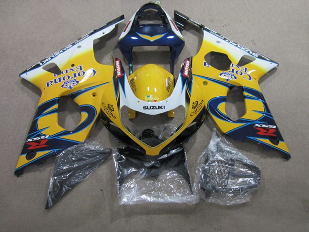 Affordable 2000-2002 Yellow Blue Corona Extra Suzuki GSXR1000 Motorcycle Fairings Kit