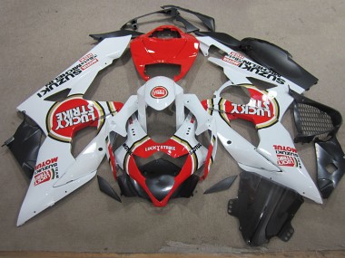 Affordable 2005-2006 White Lucky Strike Red Motul Suzuki GSXR1000 Motorcycle Fairings