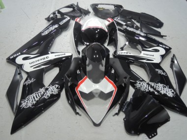 Affordable 2005-2006 Black White Beacon Suzuki GSXR1000 Bike Fairing Kit