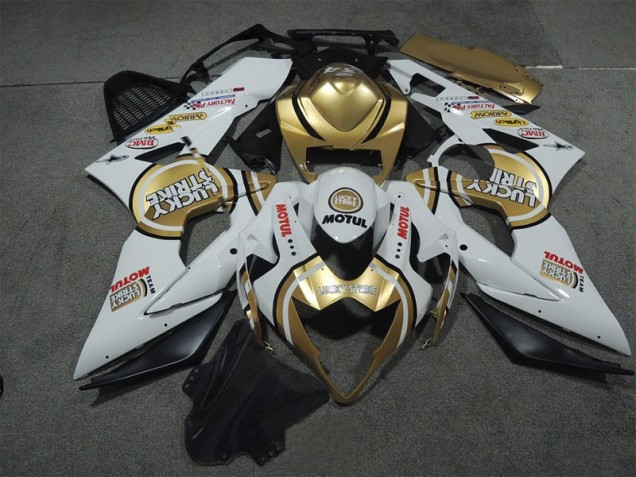 Affordable 2005-2006 White Gold Lucky Strike Motul Suzuki GSXR1000 Motor Fairings