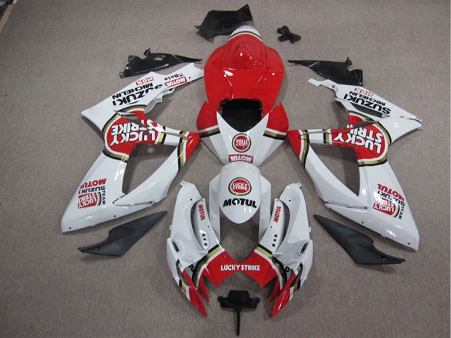 Affordable 2005-2006 White Lucky Strike Red Motul Suzuki GSXR1000 Motorcycle Fairing